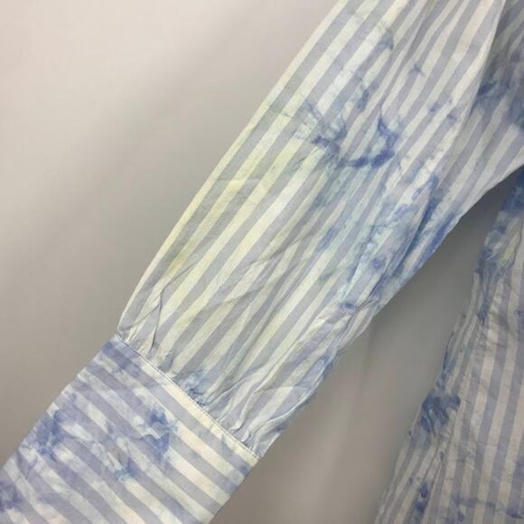 Free People Nola Shirt Dress S Striped Tie Dye Poplin Button Front Waist Tie NWT - Picture 5 of 12